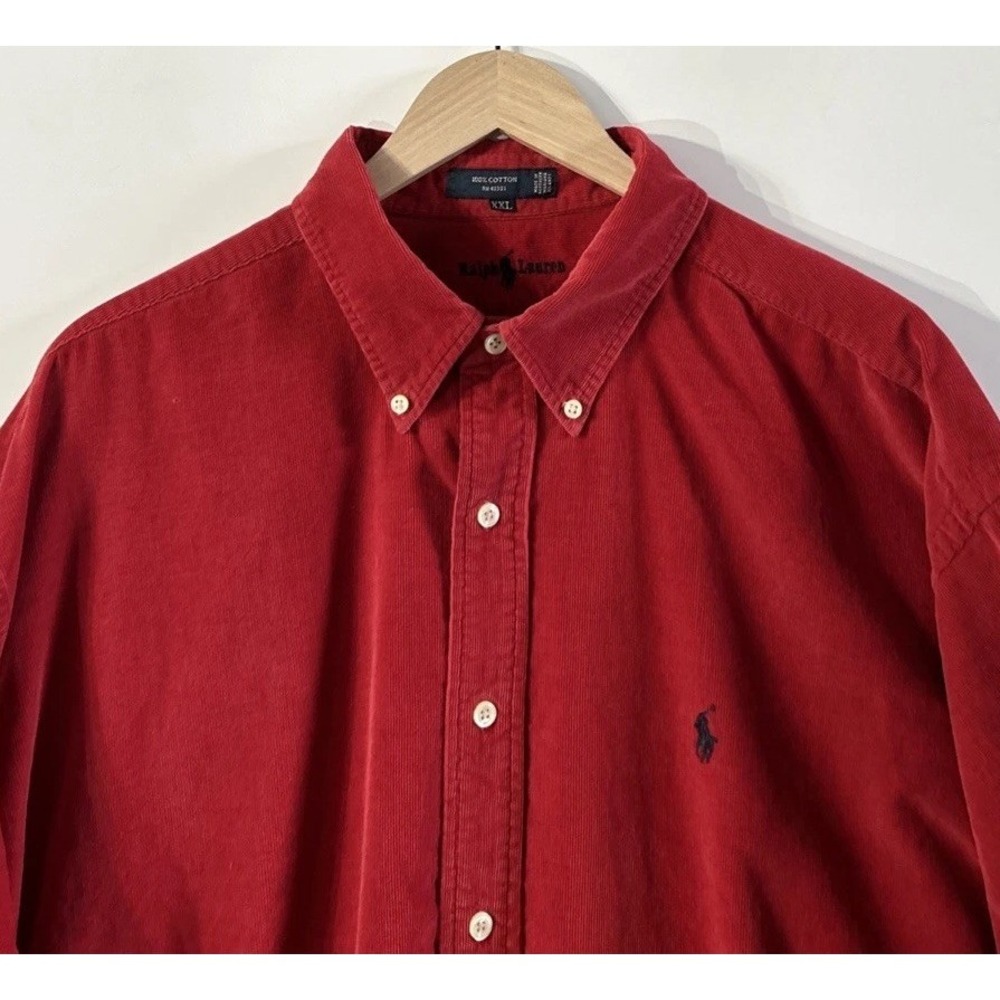 Mens Vintage RALPH LAUREN Corduroy Long Sleeve Button Up Shirt Sz XXL